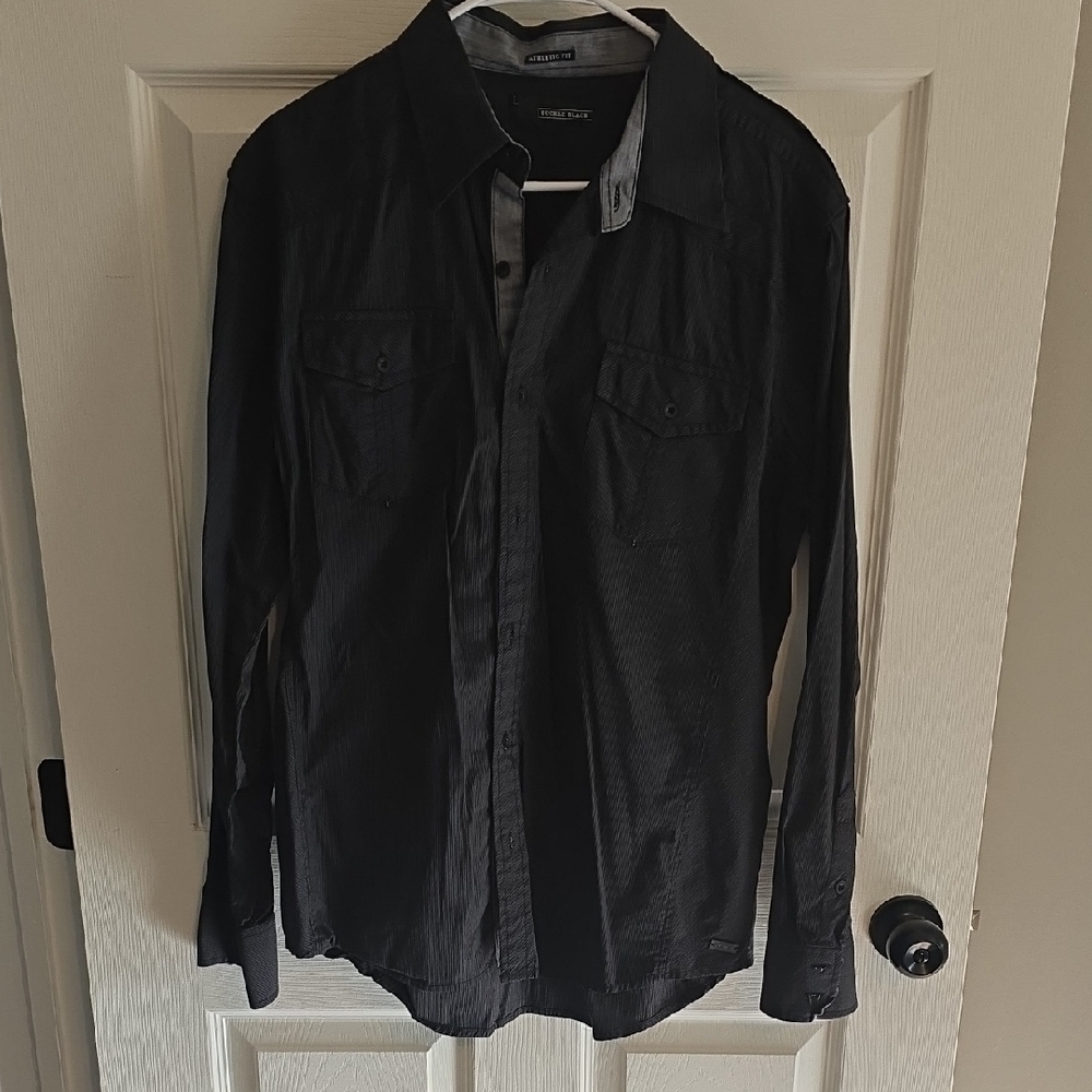 Buckle Black Casual Button Down Shirt Mens Size Large Fall